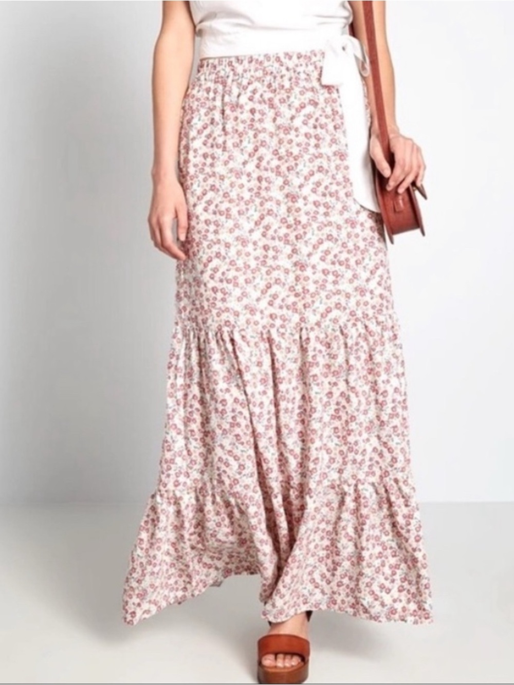 Modcloth Maxi Skirt with Pink Floral Print